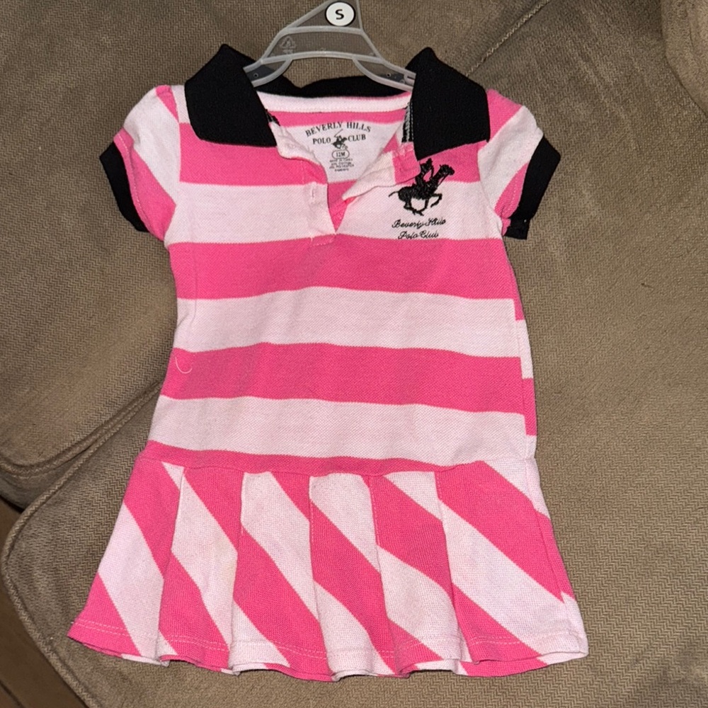 Beverly Hills Polo Club Kids Pink and White Polo Dress